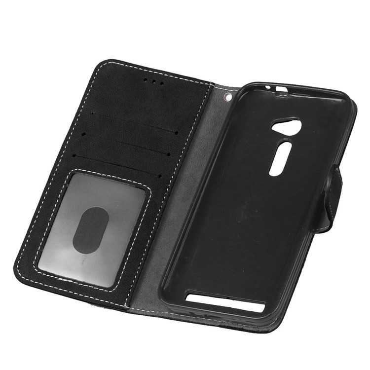 For Asus Zenfone 2 ZE500CL Wallet Stand Retro Matte PU Leather Phone Case - Black-10