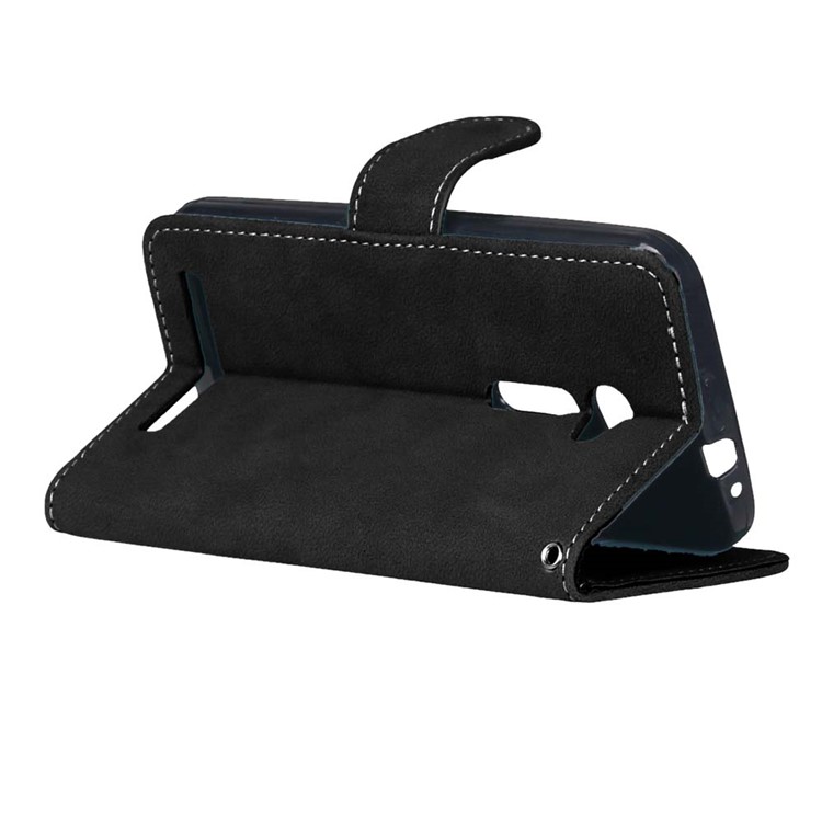 For Asus Zenfone 2 ZE500CL Wallet Stand Retro Matte PU Leather Phone Case - Black-13