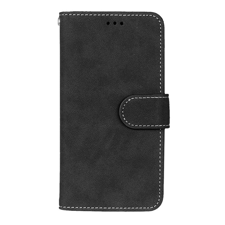 For Asus Zenfone 2 ZE500CL Wallet Stand Retro Matte PU Leather Phone Case - Black-4