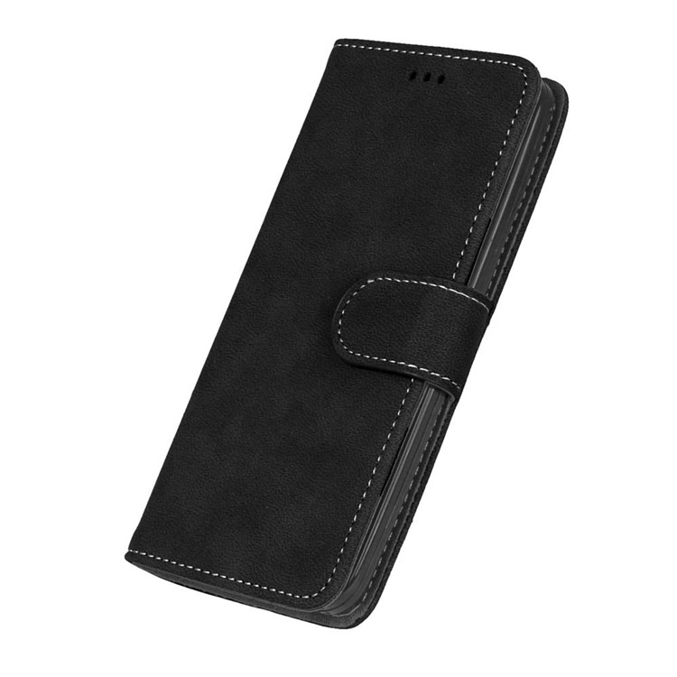 For Asus Zenfone 2 ZE500CL Wallet Stand Retro Matte PU Leather Phone Case - Black-6