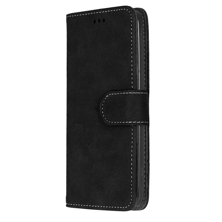 For Asus Zenfone 2 ZE500CL Wallet Stand Retro Matte PU Leather Phone Case - Black-7