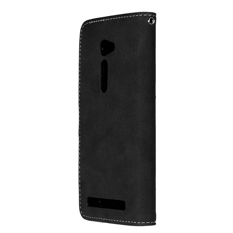 For Asus Zenfone 2 ZE500CL Wallet Stand Retro Matte PU Leather Phone Case - Black-8