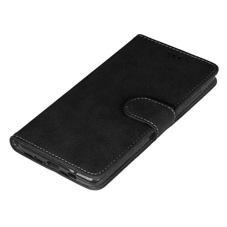 For Asus Zenfone 3 Deluxe ZS570KL Retro Matte PU Leather Wallet Case Stand - Black-11
