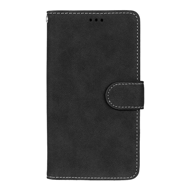 For Asus Zenfone 3 Deluxe ZS570KL Retro Matte PU Leather Wallet Case Stand - Black-4