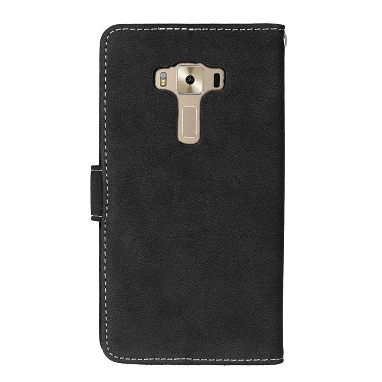 For Asus Zenfone 3 Deluxe ZS570KL Retro Matte PU Leather Wallet Case Stand - Black-5