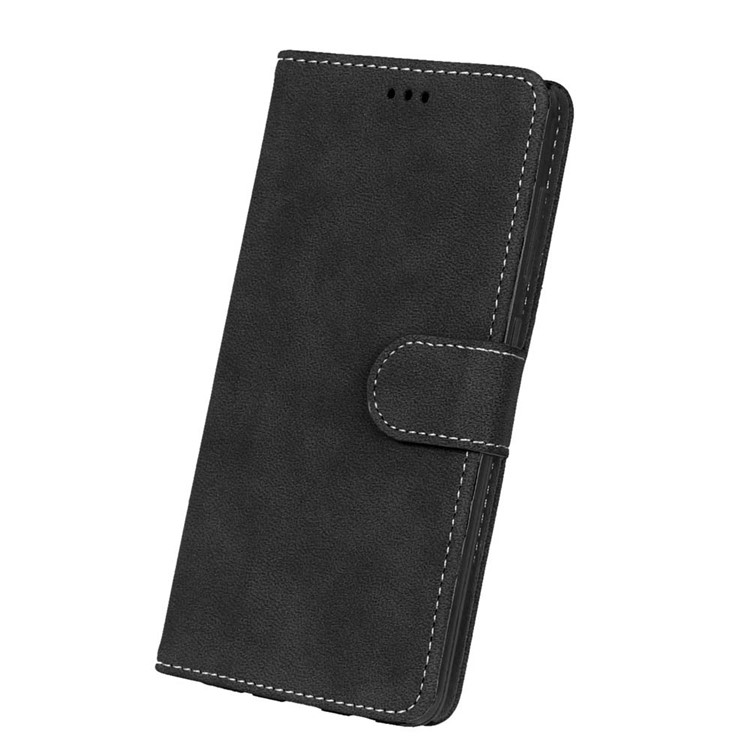 For Asus Zenfone 3 Deluxe ZS570KL Retro Matte PU Leather Wallet Case Stand - Black-6