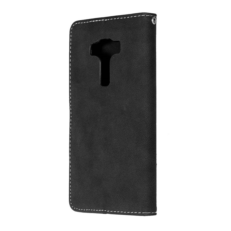 For Asus Zenfone 3 Deluxe ZS570KL Retro Matte PU Leather Wallet Case Stand - Black-8
