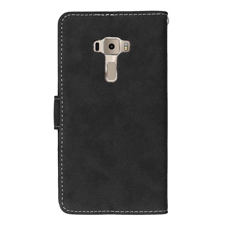 For Asus Zenfone 3 ZE552KL Retro Matte Stand Wallet Leather Case Cover - Black-5