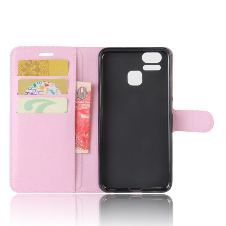 Litchi Grain Leather Magnetic Stand Cover for Asus Zenfone 3 Zoom ZE553KL - Pink-2