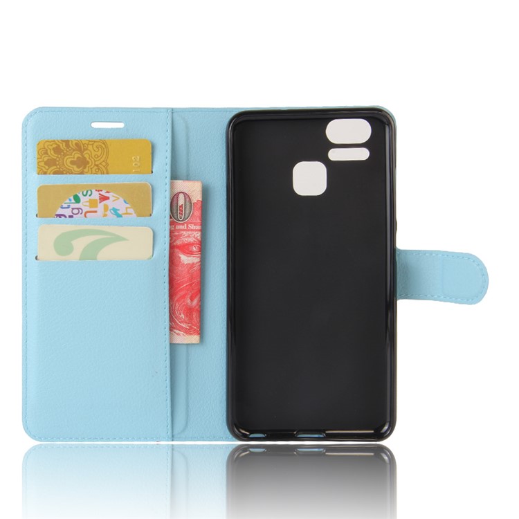 Litchi Grain Leather Phone Case Accessory for Asus Zenfone 3 Zoom ZE553KL - Blue-2