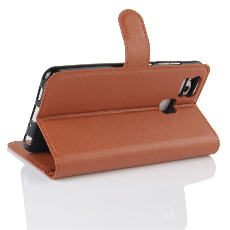 Litchi Grain Leather Cover Card Holder for Asus Zenfone 3 Zoom ZE553KL - Brown-4