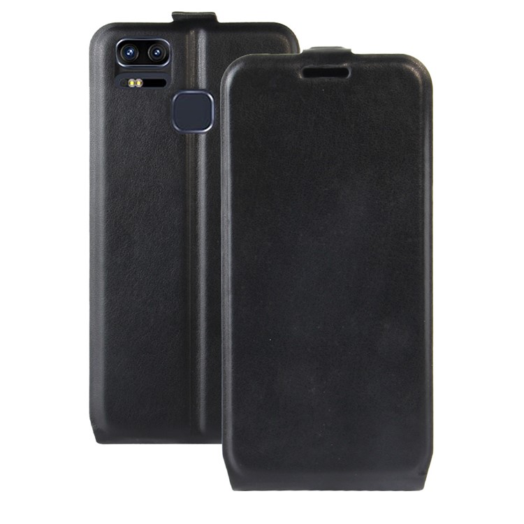Crazy Horse Leather Vertical Case with ID/Photo Slot for Asus ZenFone 3 Zoom ZE553KL - Black-1