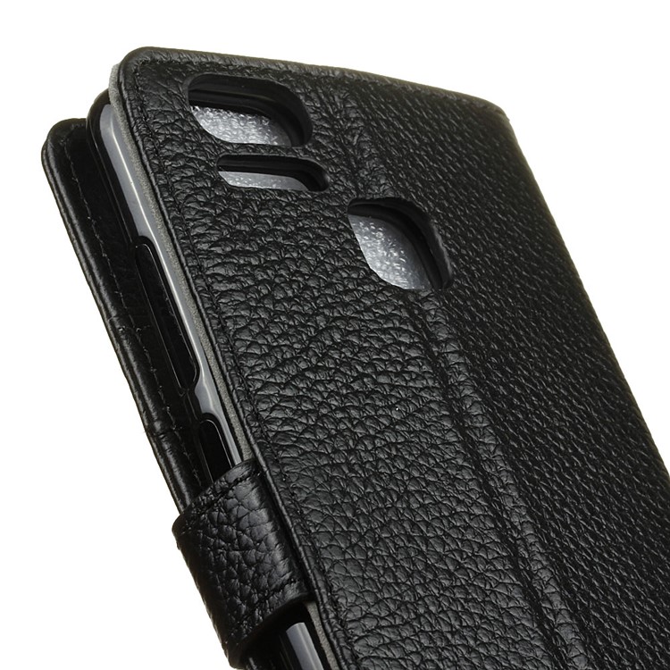 Litchi Texture Genuine Leather Wallet Case for Asus Zenfone 3 Zoom ZE553KL - Black-3