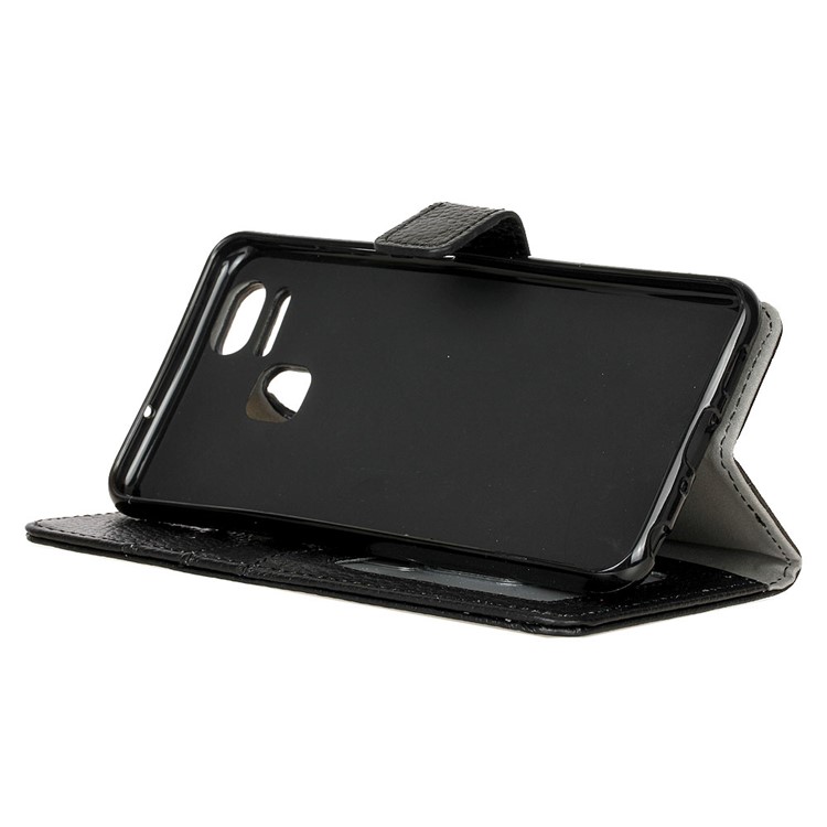 Litchi Texture Genuine Leather Wallet Case for Asus Zenfone 3 Zoom ZE553KL - Black-5