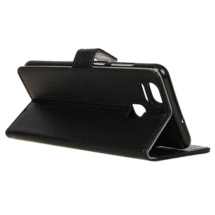 Litchi Texture Genuine Leather Wallet Case for Asus Zenfone 3 Zoom ZE553KL - Black-6