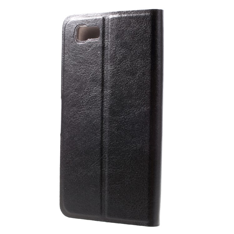 Crazy Horse Magnetic Leather Shell with Card Holder for Asus Zenfone 3s Max ZC521TL Built-in Steel Sheet - Black-2