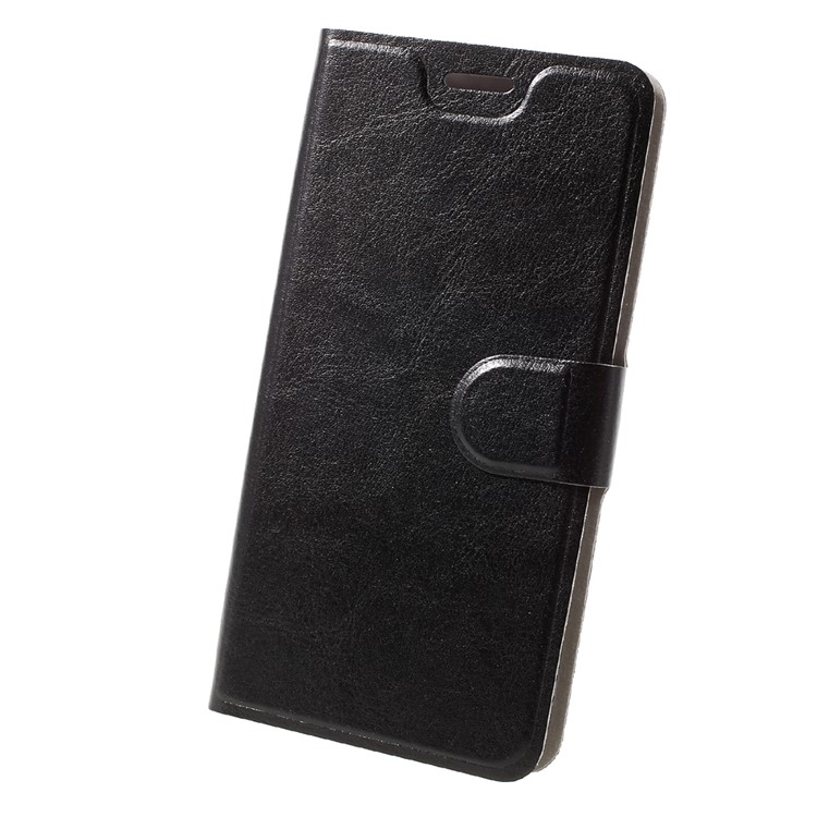 Crazy Horse Magnetic Leather Shell with Card Holder for Asus Zenfone 3s Max ZC521TL Built-in Steel Sheet - Black-3