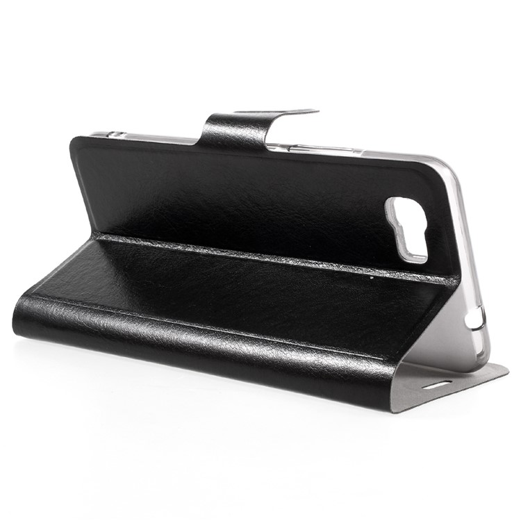 Crazy Horse Magnetic Leather Shell with Card Holder for Asus Zenfone 3s Max ZC521TL Built-in Steel Sheet - Black-5