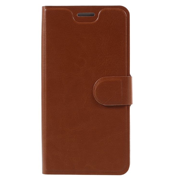 Crazy Horse Card Holder Leather Cell Phone Case for Asus Zenfone 3s Max ZC521TL Built-in Steel Sheet - Brown-1