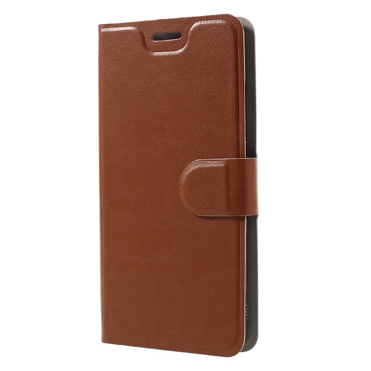 Crazy Horse Card Holder Leather Cell Phone Case for Asus Zenfone 3s Max ZC521TL Built-in Steel Sheet - Brown-2