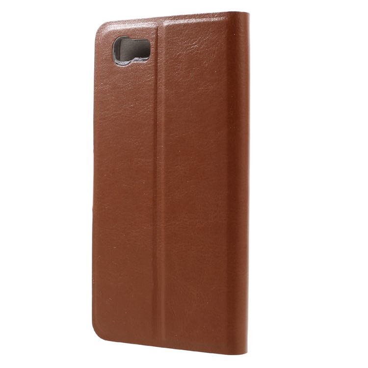 Crazy Horse Card Holder Leather Cell Phone Case for Asus Zenfone 3s Max ZC521TL Built-in Steel Sheet - Brown-3