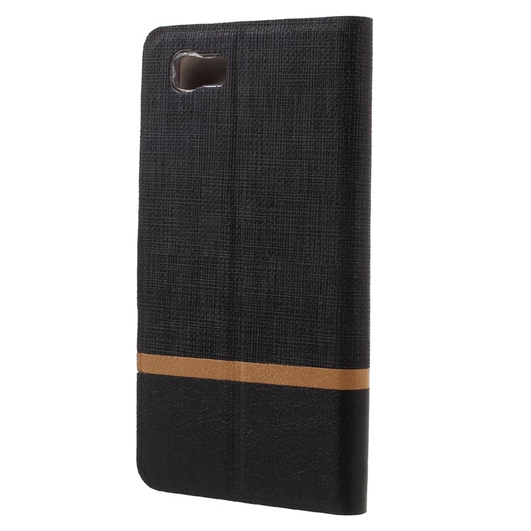 Cross Texture Bi-color Leather Stand Card Holder Phone Case for Asus Zenfone 3s Max ZC521TL - Black-2