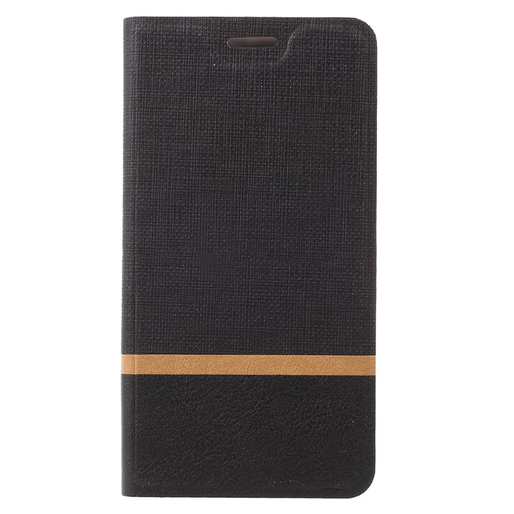 Cross Texture Bi-color Leather Stand Card Holder Phone Case for Asus Zenfone 3s Max ZC521TL - Black-3