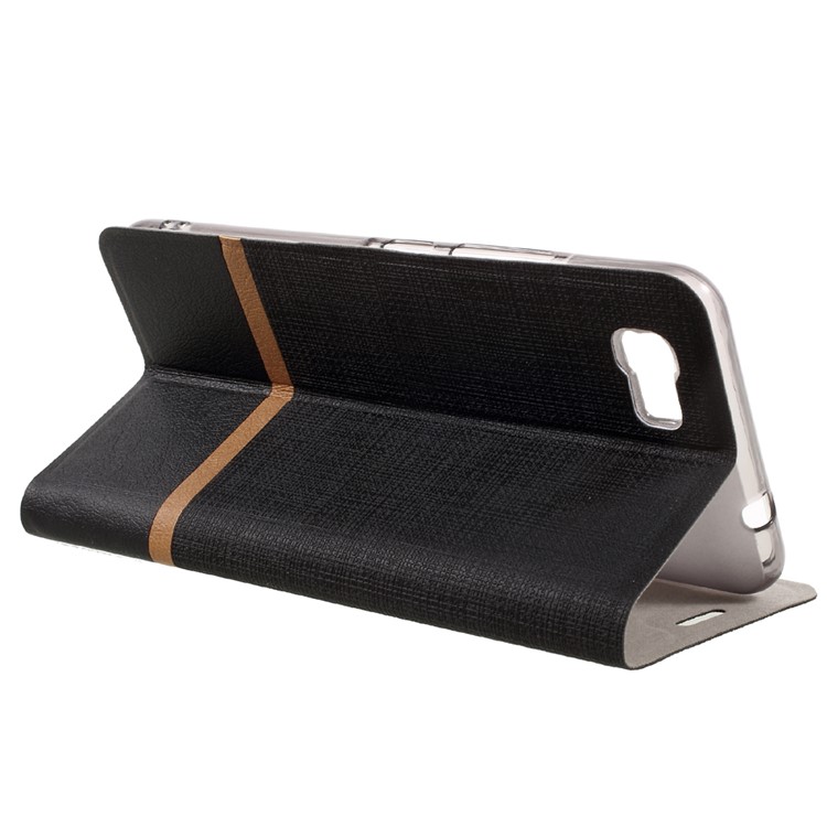 Cross Texture Bi-color Leather Stand Card Holder Phone Case for Asus Zenfone 3s Max ZC521TL - Black-5