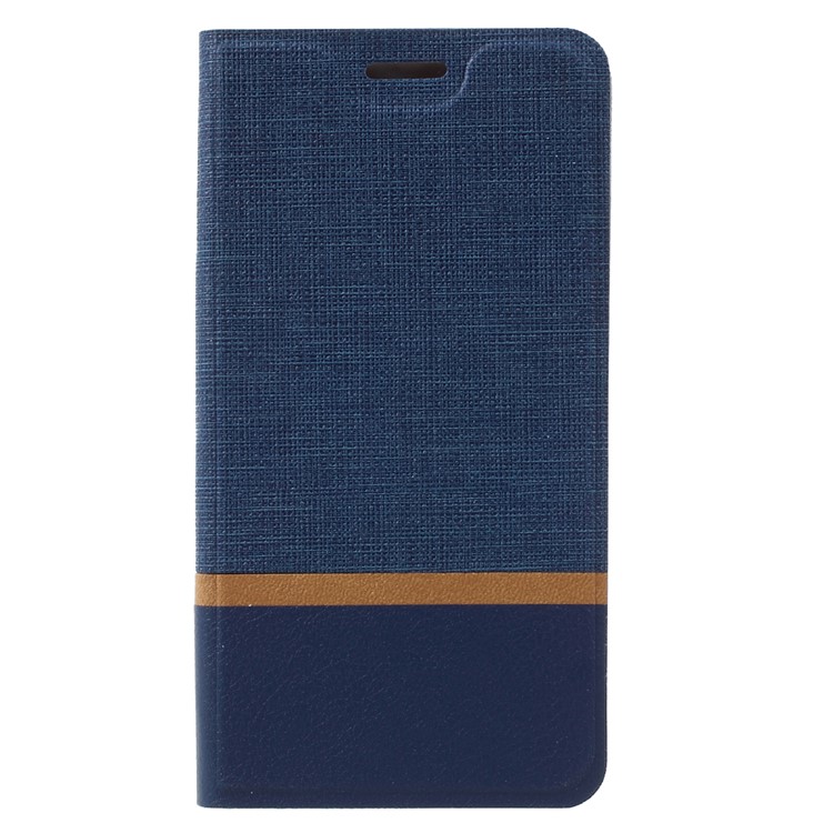 Dual-color Cross Texture Leather Stand Card Holder Phone Shell for Asus Zenfone 3s Max ZC521TL - Dark Blue-1