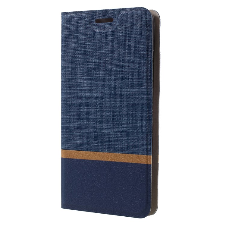 Dual-color Cross Texture Leather Stand Card Holder Phone Shell for Asus Zenfone 3s Max ZC521TL - Dark Blue-2