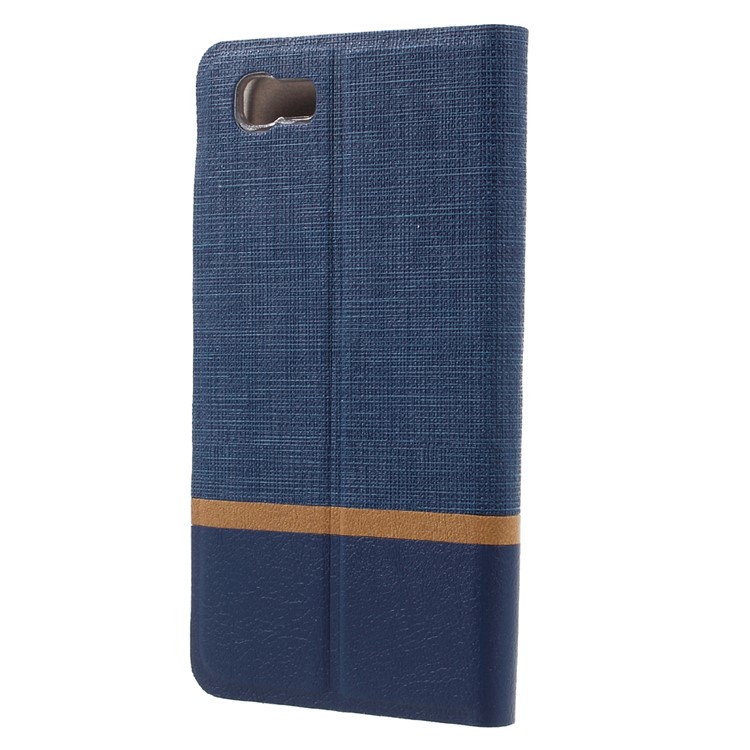 Dual-color Cross Texture Leather Stand Card Holder Phone Shell for Asus Zenfone 3s Max ZC521TL - Dark Blue-3