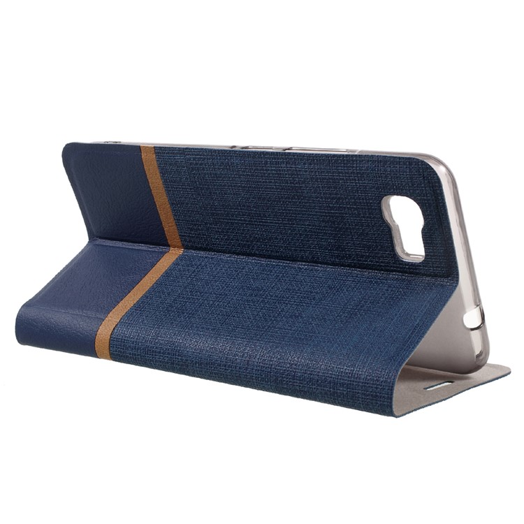Dual-color Cross Texture Leather Stand Card Holder Phone Shell for Asus Zenfone 3s Max ZC521TL - Dark Blue-5