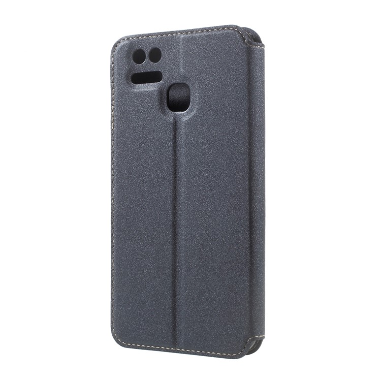 Magnetic Auto-absorbed Sand-like Texture Card Holder Leather Phone Case for Asus Zenfone 3 Zoom ZE553KL - Black-3