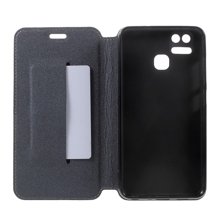 Magnetic Auto-absorbed Sand-like Texture Card Holder Leather Phone Case for Asus Zenfone 3 Zoom ZE553KL - Black-5