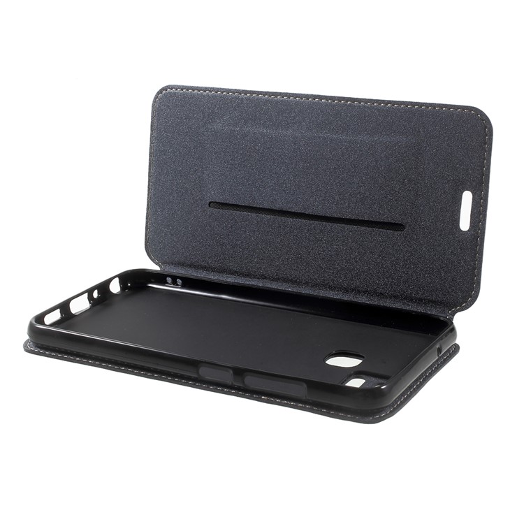 Magnetic Auto-absorbed Sand-like Texture Card Holder Leather Phone Case for Asus Zenfone 3 Zoom ZE553KL - Black-6