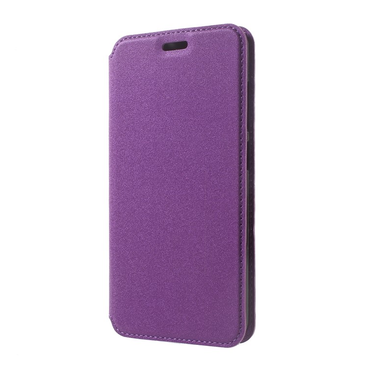 Magnetic Sand-like Texture Card Holder Stand Leather Phone Case for Asus Zenfone 3 Zoom ZE553KL - Purple-2