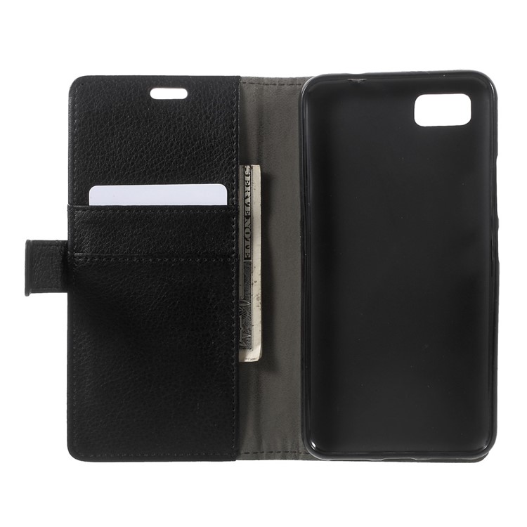 Litchi Texture PU Leather Stand Phone Case with Card Slots for Asus Zenfone 3s Max ZC521TL - Black-5