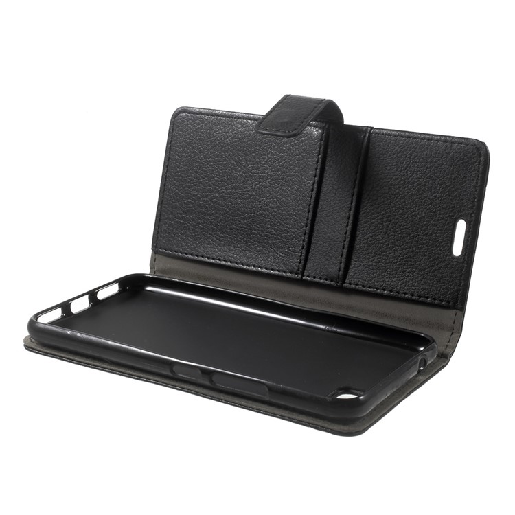 Litchi Texture PU Leather Stand Phone Case with Card Slots for Asus Zenfone 3s Max ZC521TL - Black-6