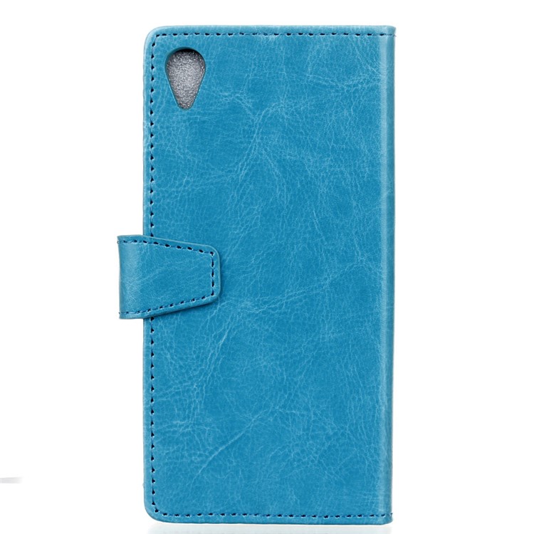 Crazy Horse Folio Magnetic Wallet Cover Case for Asus Zenfone Live ZB501KL - Blue-3