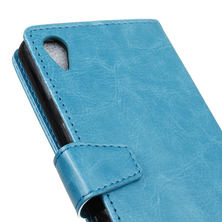 Crazy Horse Folio Magnetic Wallet Cover Case for Asus Zenfone Live ZB501KL - Blue-4