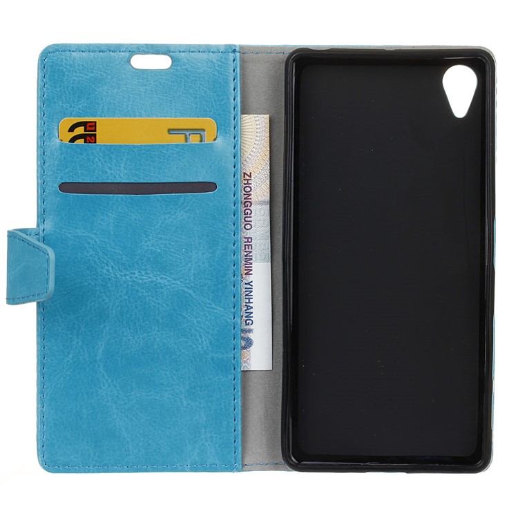 Crazy Horse Folio Magnetic Wallet Cover Case for Asus Zenfone Live ZB501KL - Blue-5