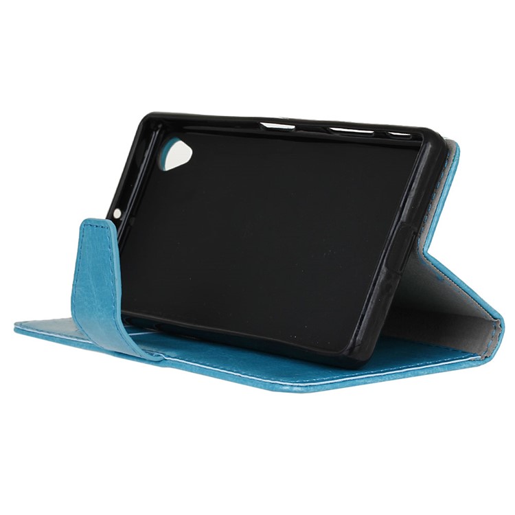 Crazy Horse Folio Magnetic Wallet Cover Case for Asus Zenfone Live ZB501KL - Blue-6