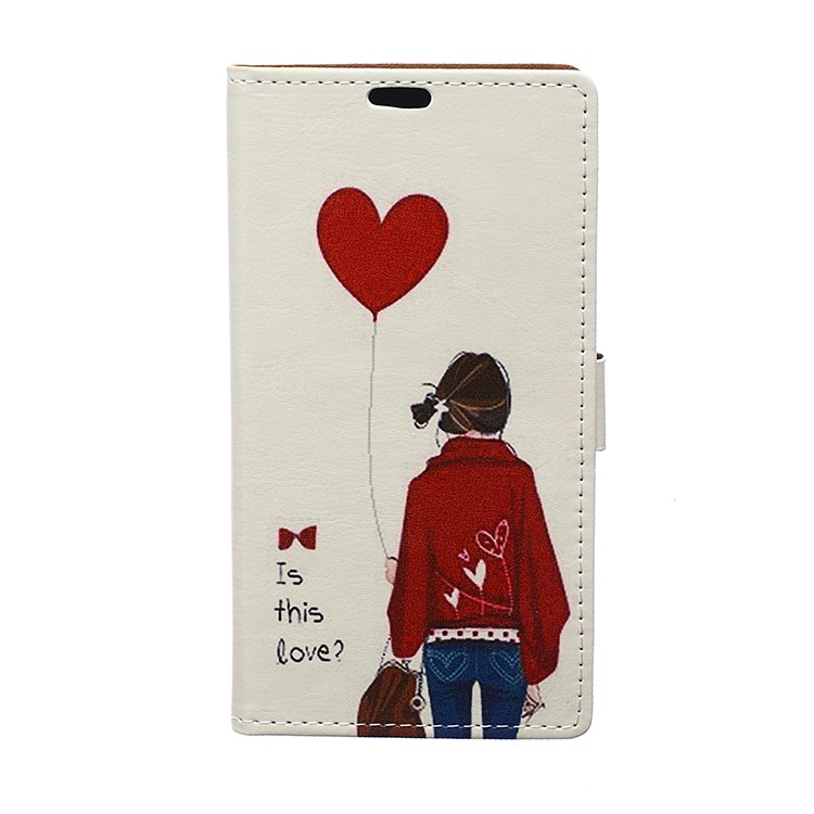 Patterned PU Leather Case for Asus Zenfone Live ZB501KL - Girl Holding Heart Balloon-1