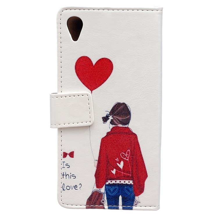 Patterned PU Leather Case for Asus Zenfone Live ZB501KL - Girl Holding Heart Balloon-2