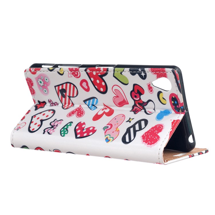 Pattern Printing Leather Cover for Asus Zenfone Live ZB501KL - Hearts and Polka Dots-3