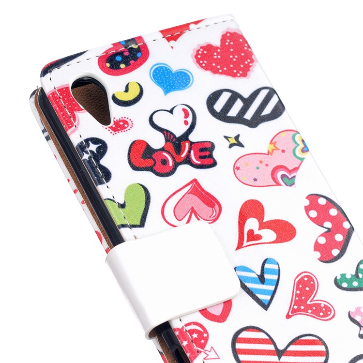 Pattern Printing Leather Cover for Asus Zenfone Live ZB501KL - Hearts and Polka Dots-6