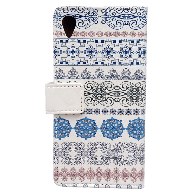 Patterned PU Leather Folio Case for Asus Zenfone Live ZB501KL - Arabic Floral Pattern-2