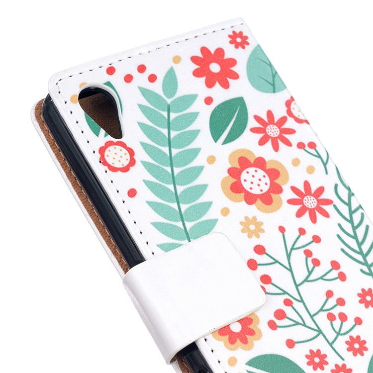 Patterned Leather Flip Folio Case for Asus Zenfone Live ZB501KL - Flowers and Leaves-6