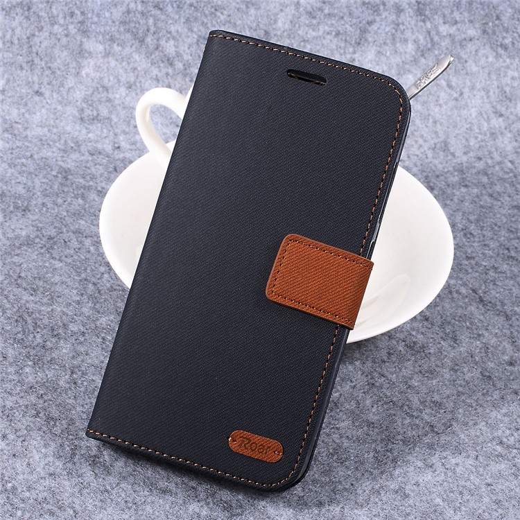 ROAR KOREA Twill Grain Leather Stand Phone Case for Asus Zenfone Max zc550kl - Black-1