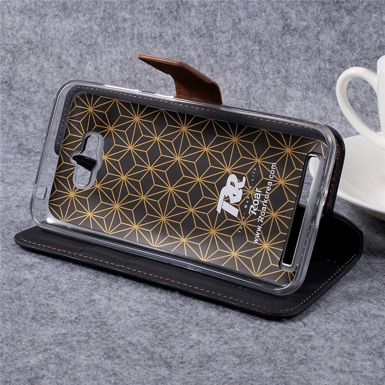 ROAR KOREA Twill Grain Leather Stand Phone Case for Asus Zenfone Max zc550kl - Black-4